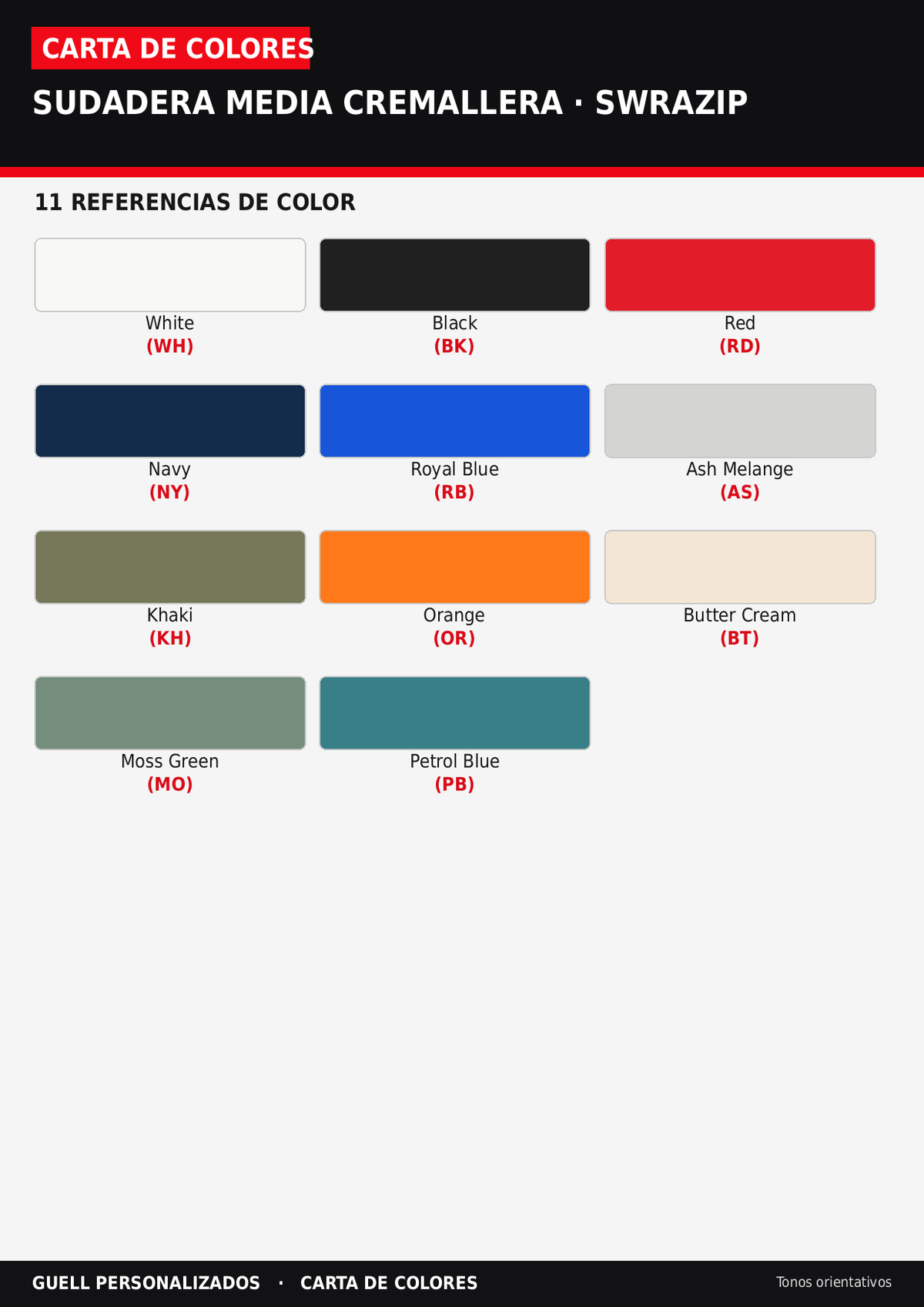 Pack de 10 sudaderas de media cremallera personalizadas