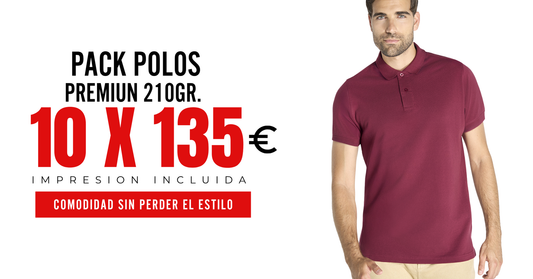 Pack de 10 polos PORA210 personalizados