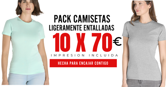 Pack de 10 camisetas de mujer ligeramente entalladas personalizadas