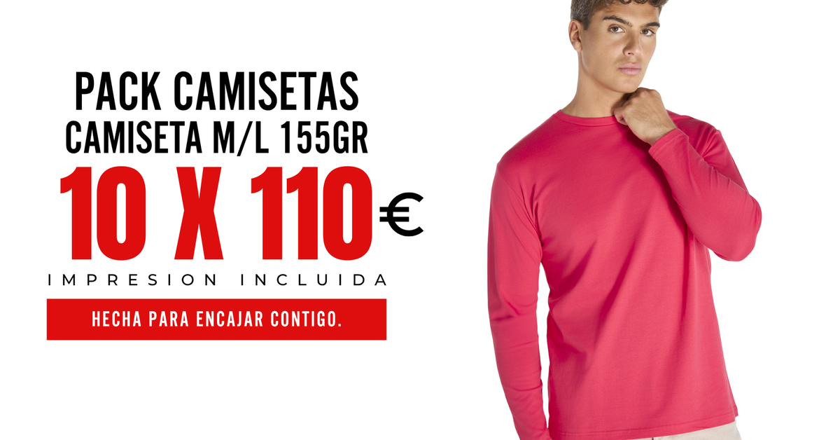 Pack de 10 camisetas de manga larga TSRA150LS personalizadas