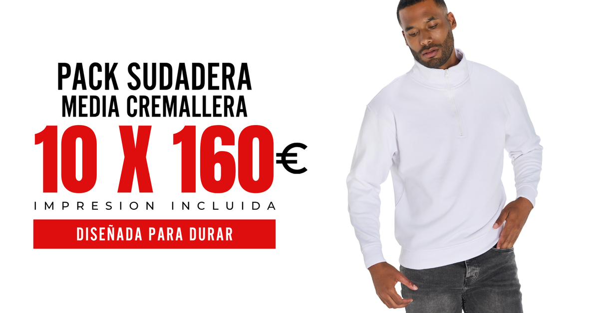 Pack de 10 sudaderas de media cremallera personalizadas