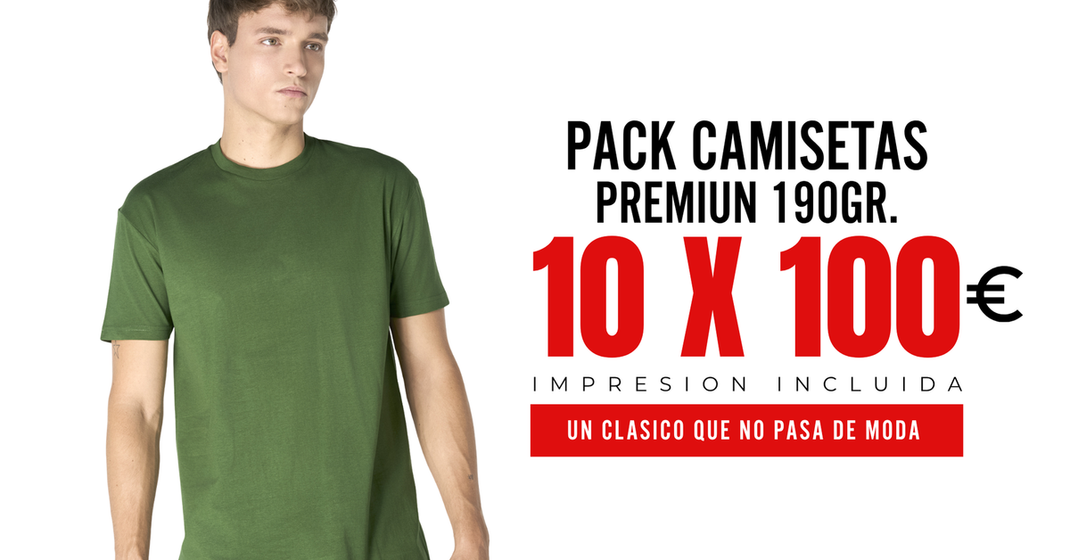 Pack de 10 camisetas premium TSRA190 personalizadas