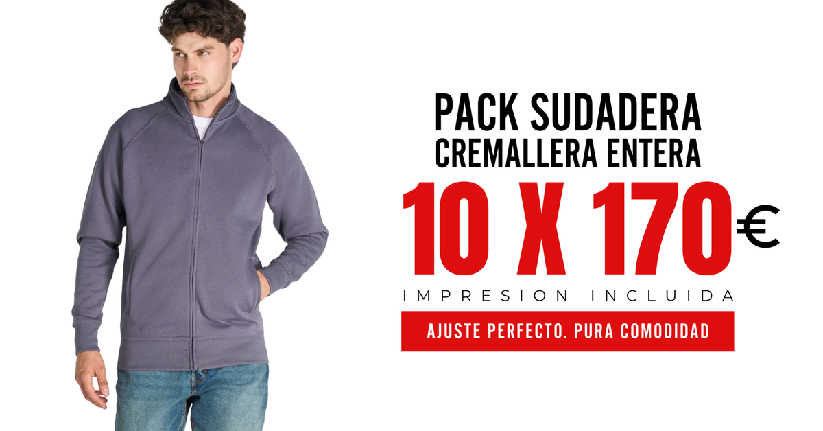 Pack de 10 sudaderas de cremallera entera personalizadas