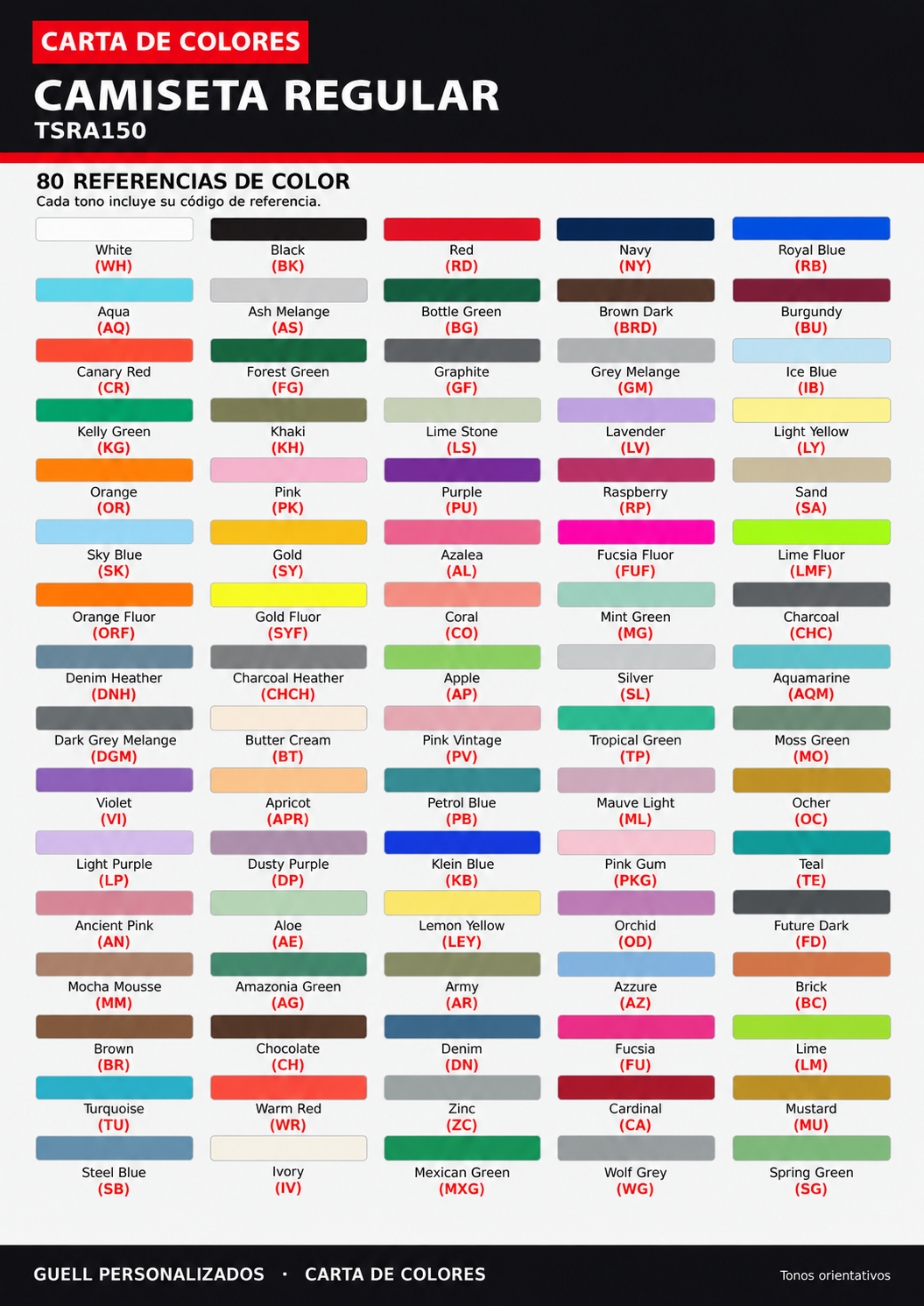 Pack de 10 camisetas regular TSRA150 personalizadas
