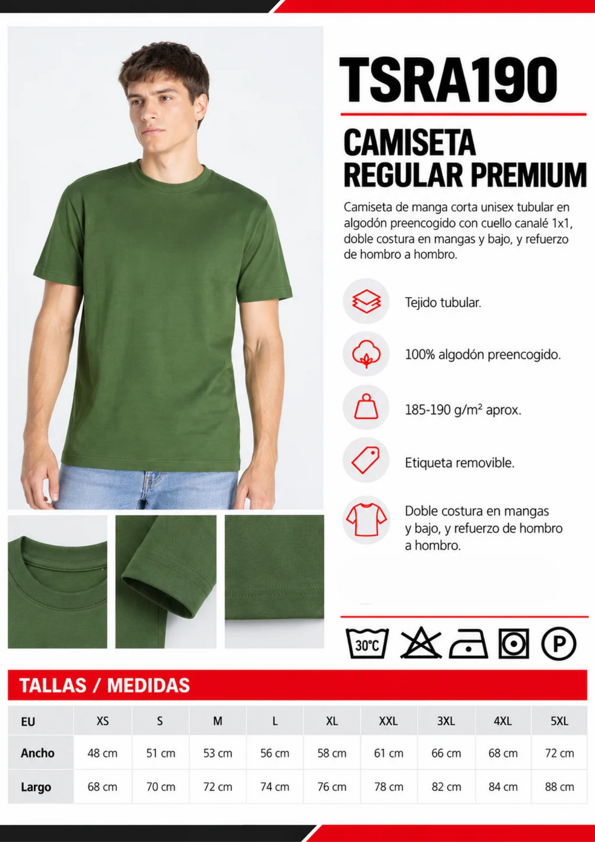 Pack de 10 camisetas premium TSRA190 personalizadas