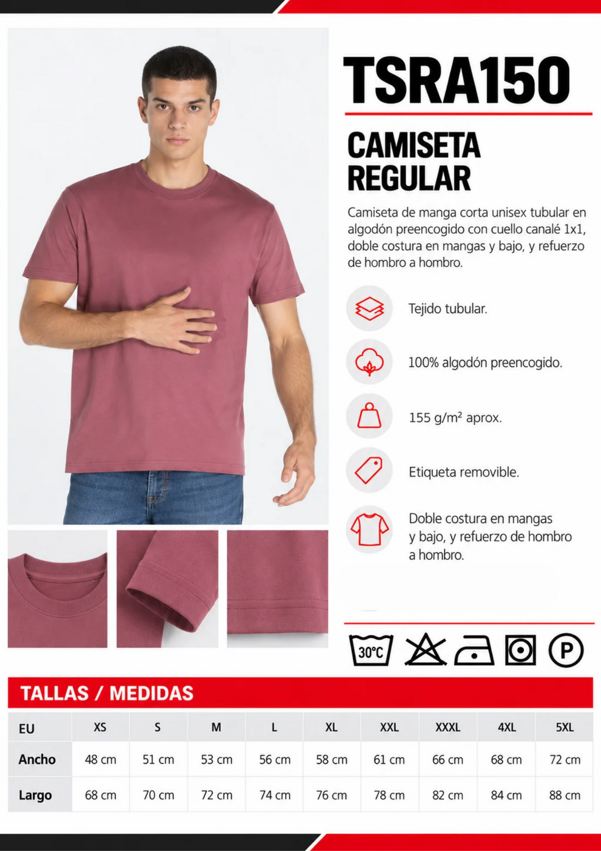 Pack de 10 camisetas regular TSRA150 personalizadas
