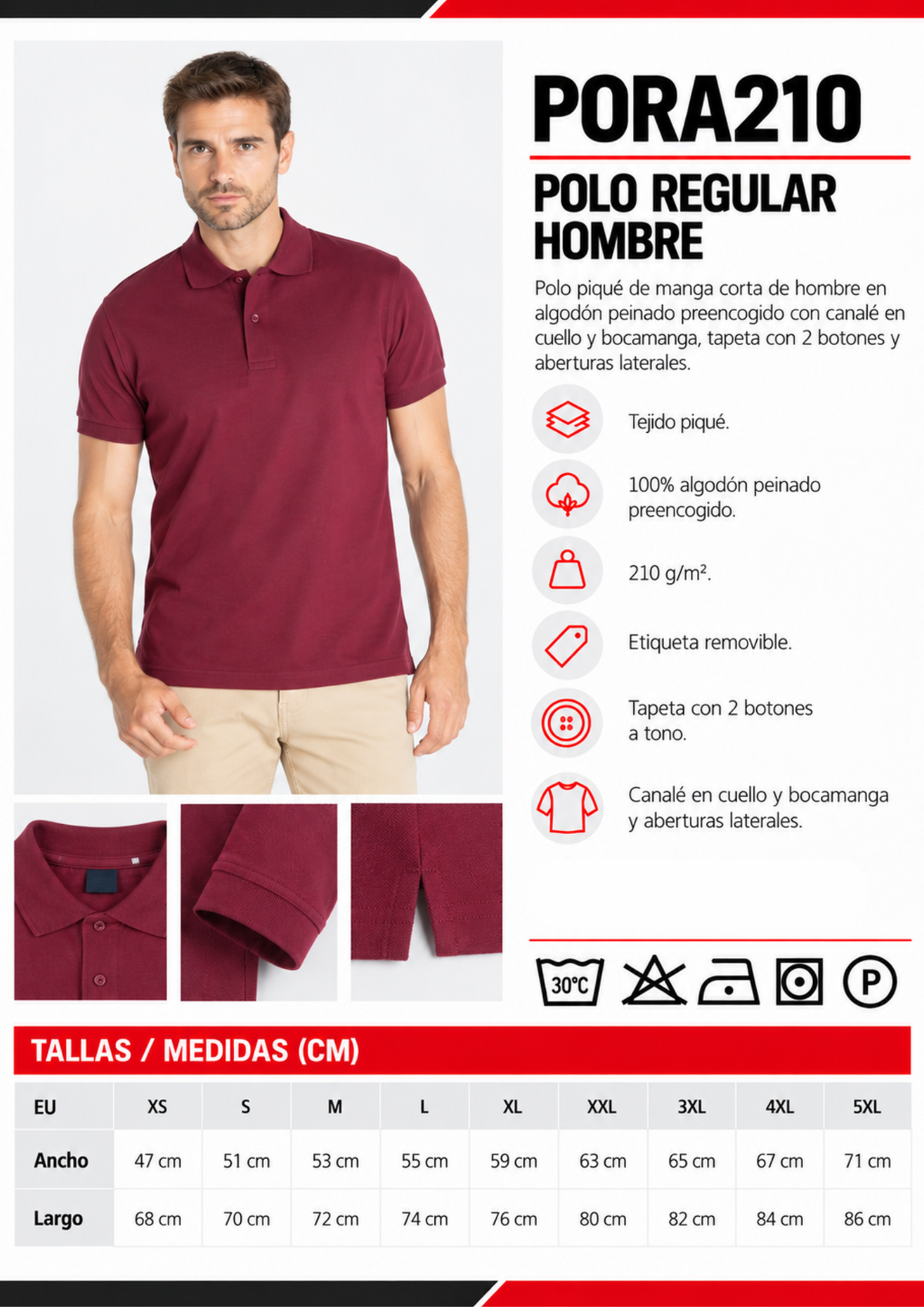 Pack de 10 polos PORA210 personalizados